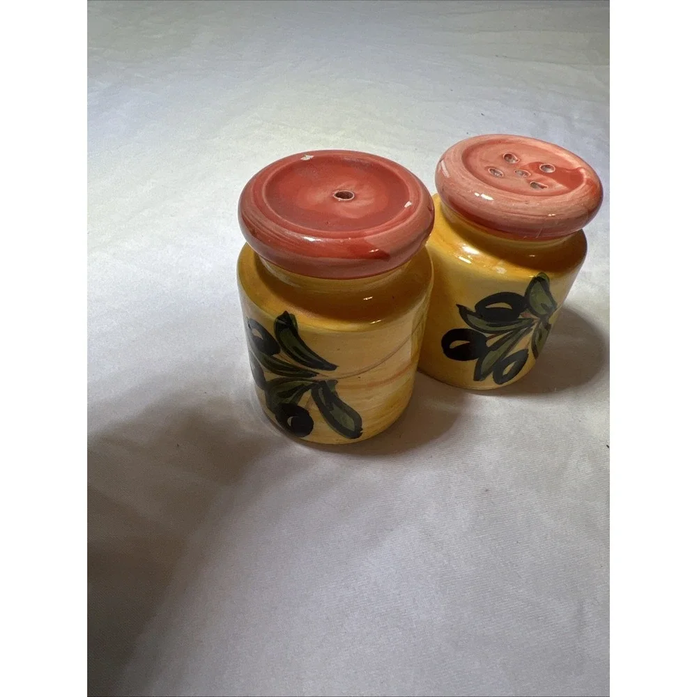 Salt and Pepper Shaker Olives on a Branch Hand painted